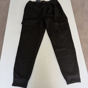 Jackson Hole Athletic Goods Men's Fleece Cargo Jogger Sweatpants Black Size XL